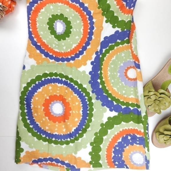 Boden Linen Green Blue Orange Floral Dress Sz 2R - Picture 11 of 14